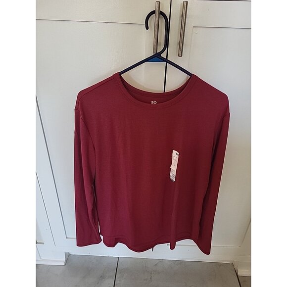 Juniors' SO Long Sleeve Crewneck Tee Top T-Shirt Velvet Berry Size Large - Picture 2 of 4